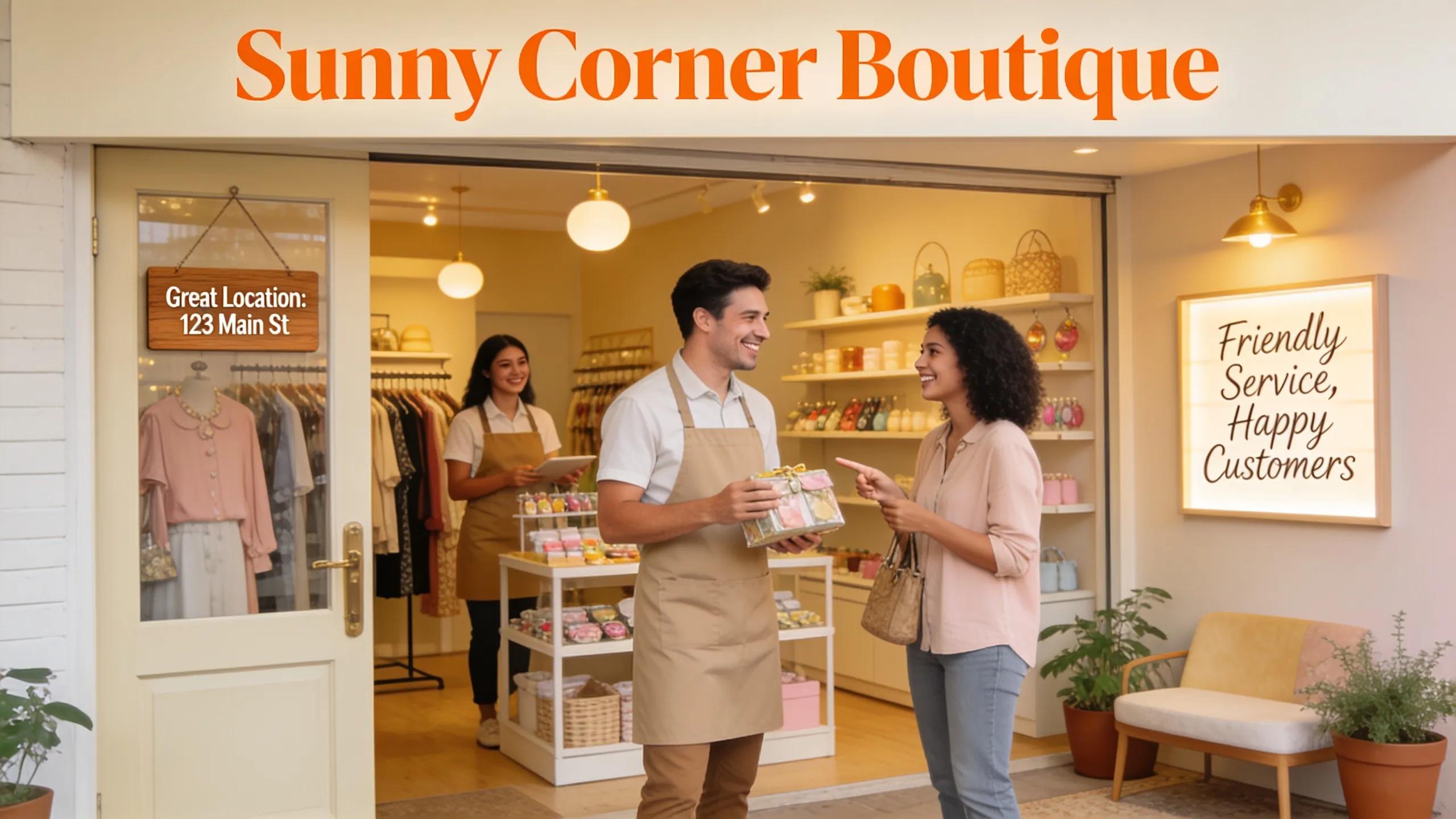 Interior of a small retail shop showing customer service strengths